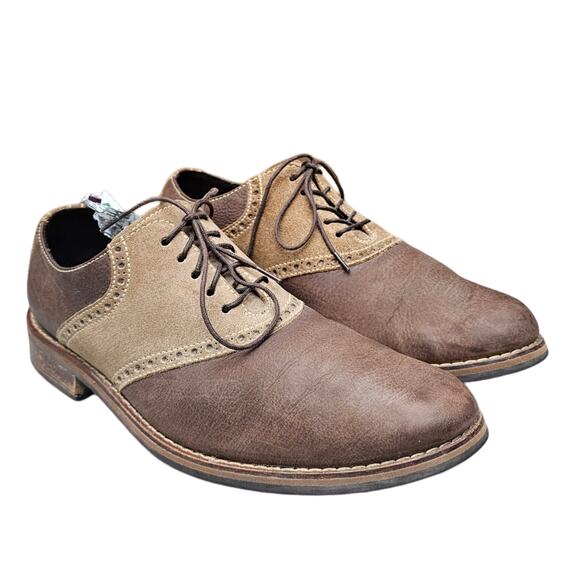 Two Tone Oxford Cole Haan Williams Size 9 Brown Leather Tan Suede Men's Dress - Picture 2 of 14